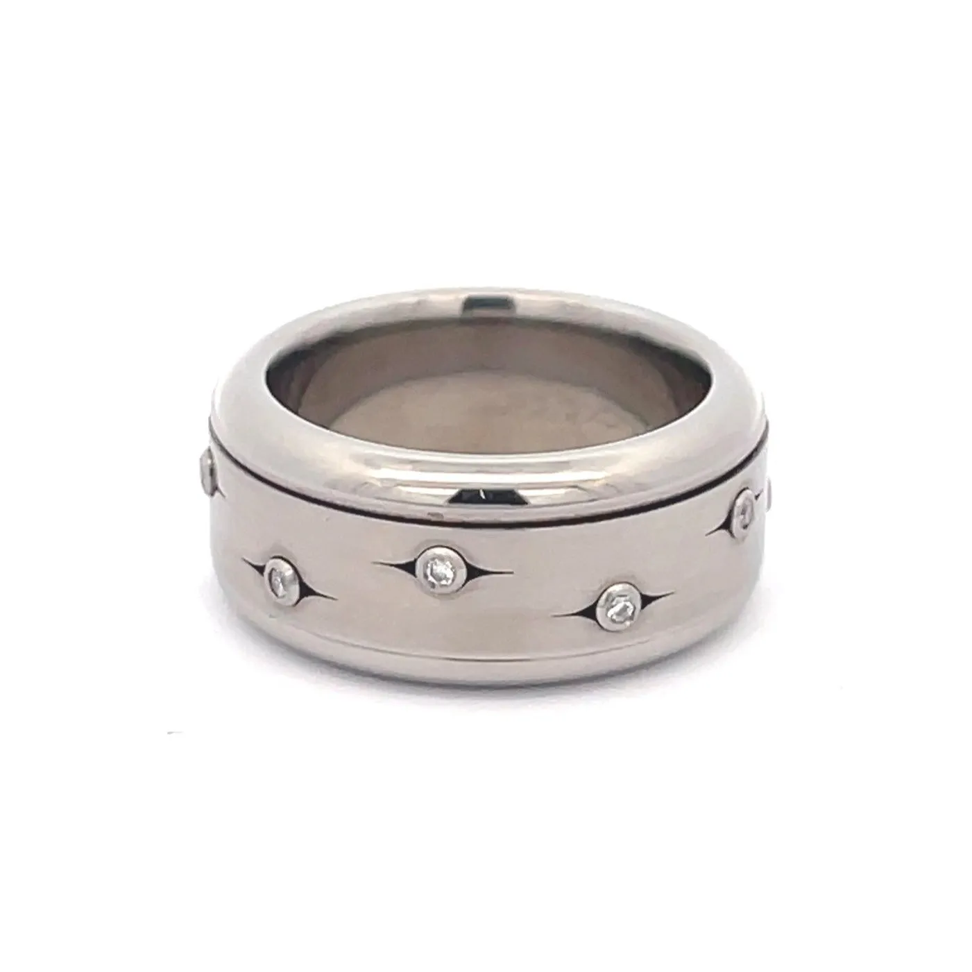 10mm Stainless Steel Spinner Diamond Eternity Ring - Size N