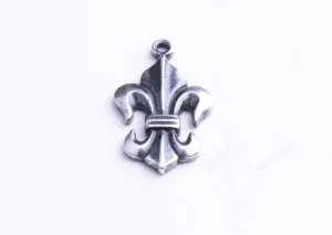 12x20mm Antiqued Silver Fleur-De-Lis Charm, pack 6