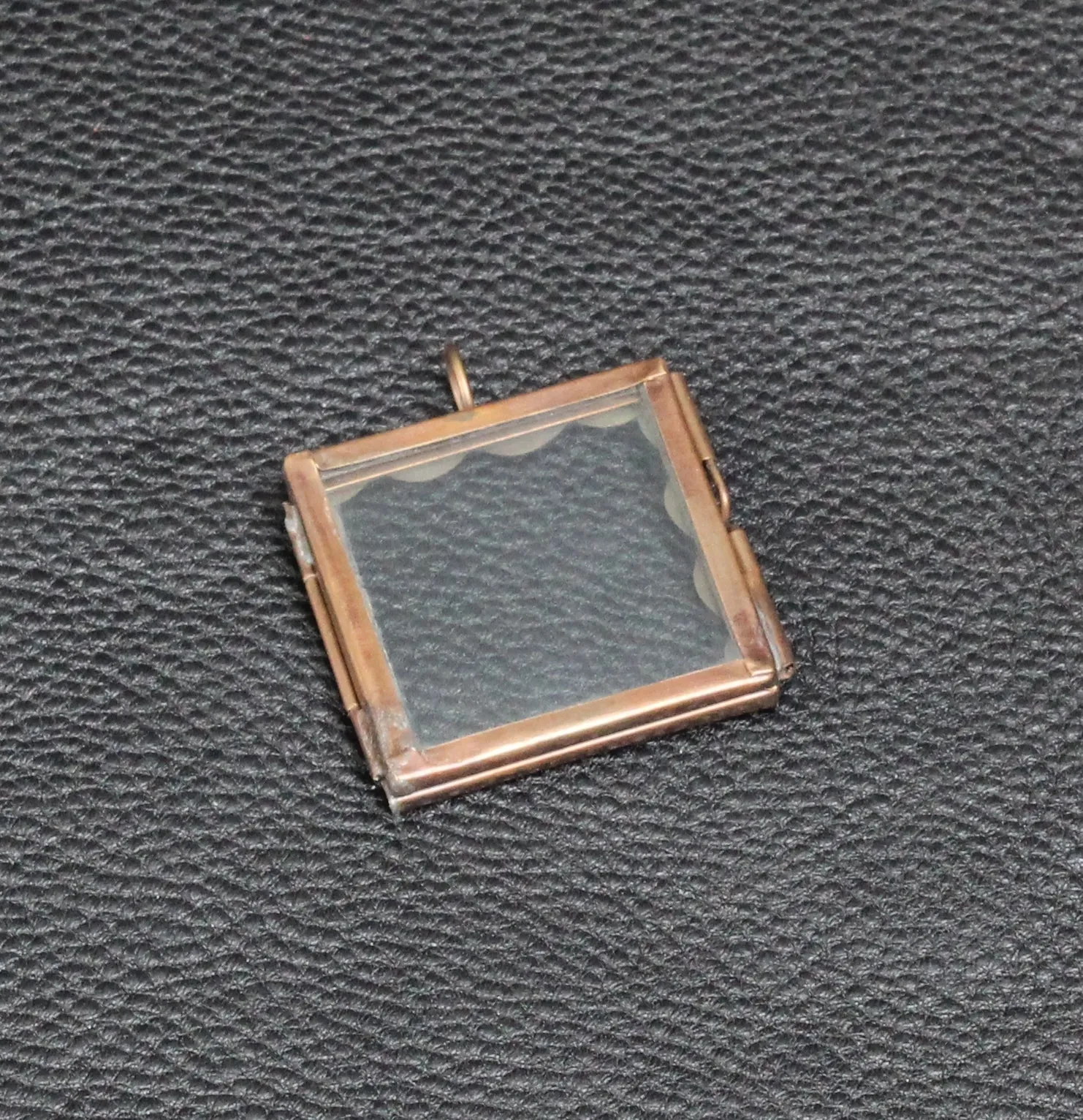 1.5 inch Scalloped Square, Silver,  Our Glass Frame Locket Pendants, PKG/2