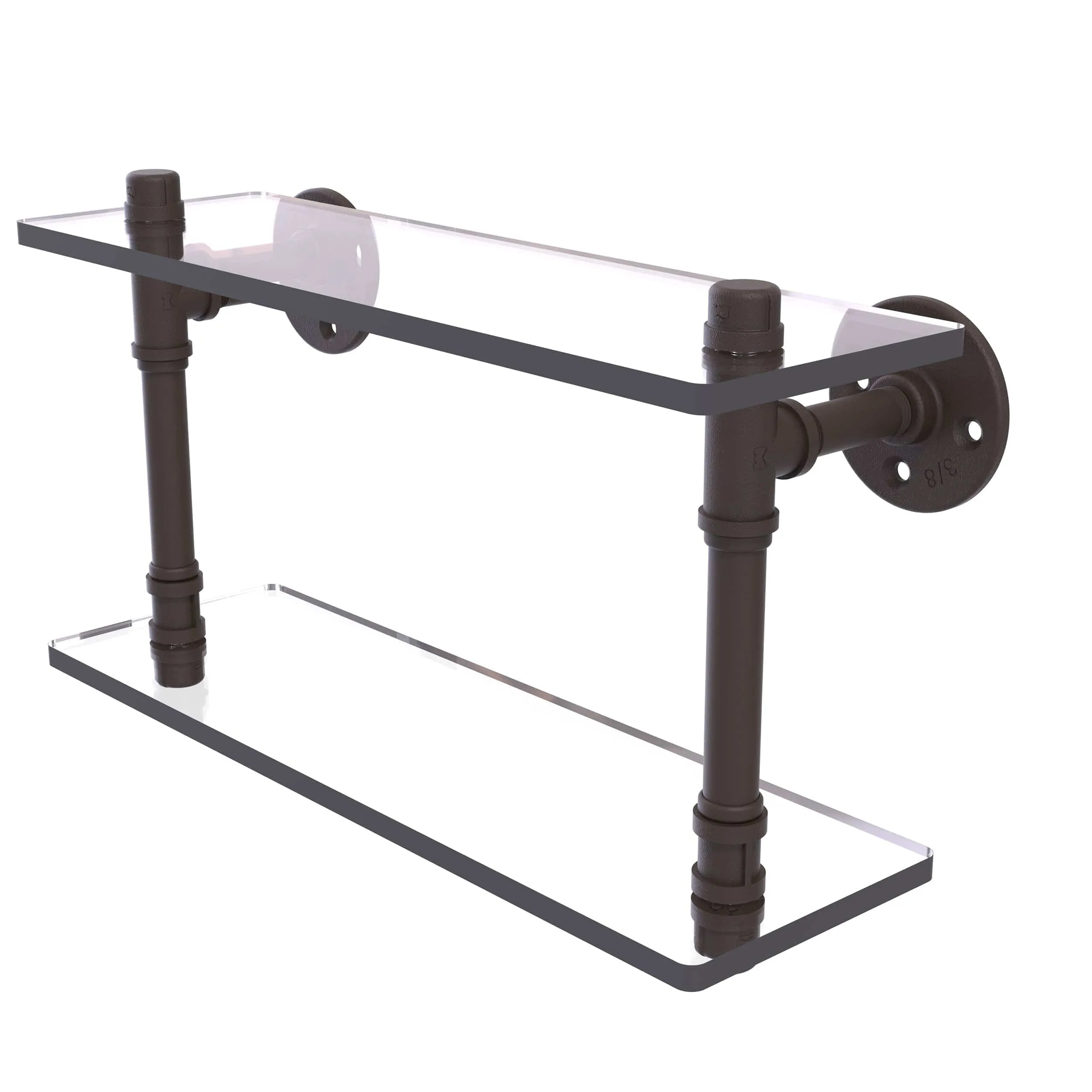 16" Double Glass Shelf, Oil Rubbed Bronze Finish