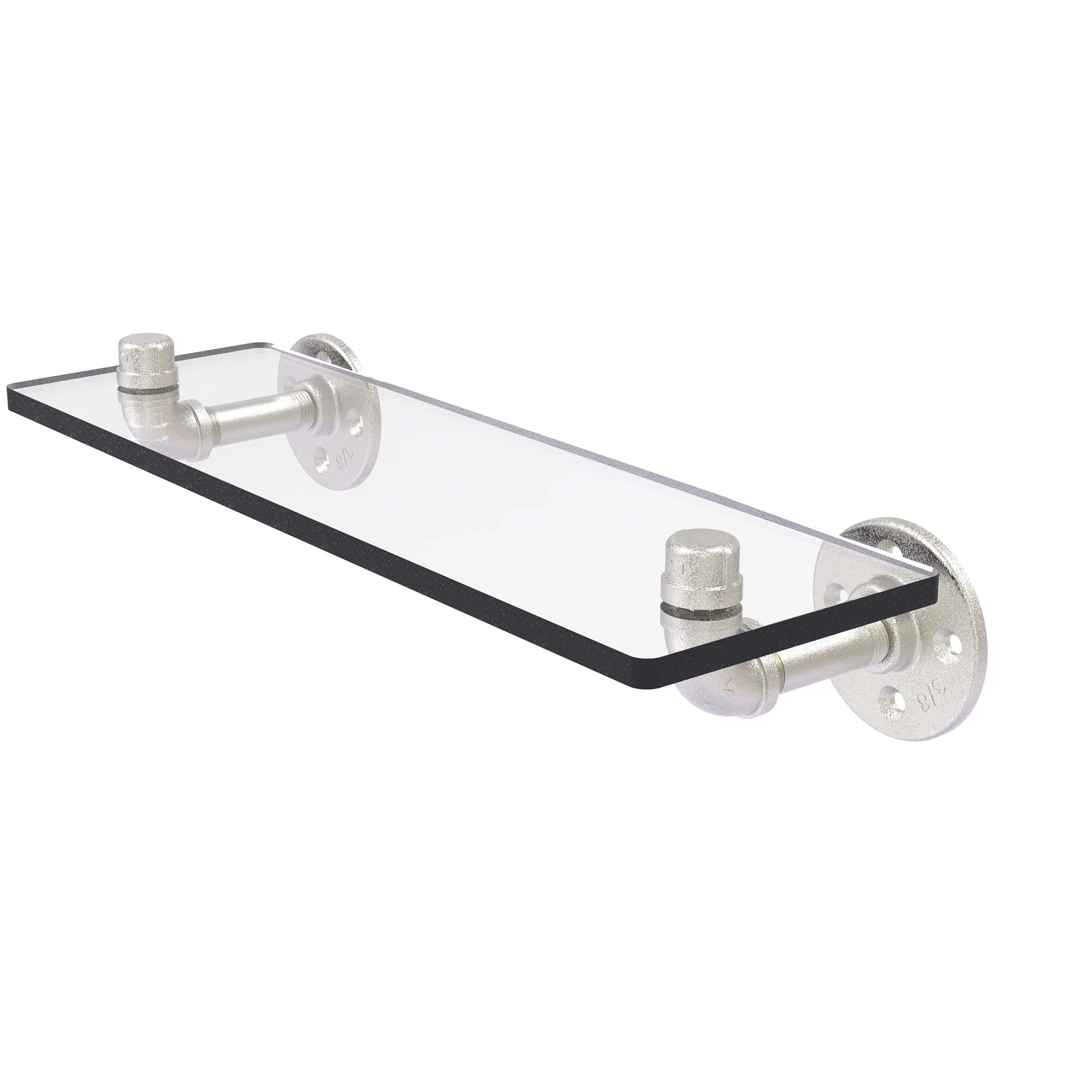 16" Glass Shelf, Satin Nickel Finish