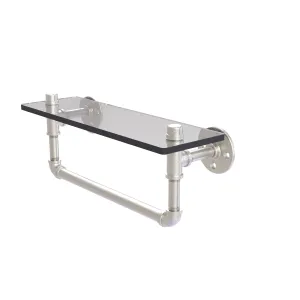 16" Glass Shelf with Towel Bar, Satin Nickel Finish