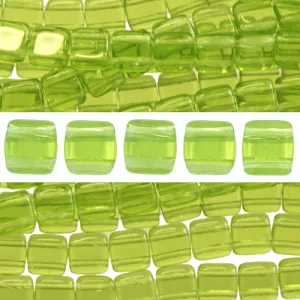 2 holes CzechMates tile bead Olivine 6mm (50)