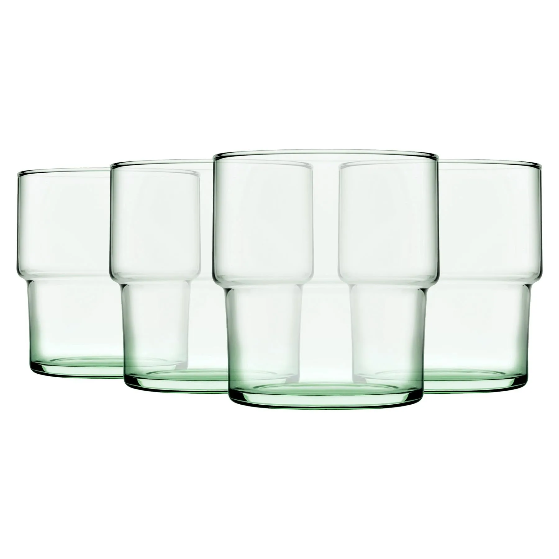 300ml Aware Hill Recycled Glass Stacking Tumblers - Green - Pack of Four - By Pasabahce