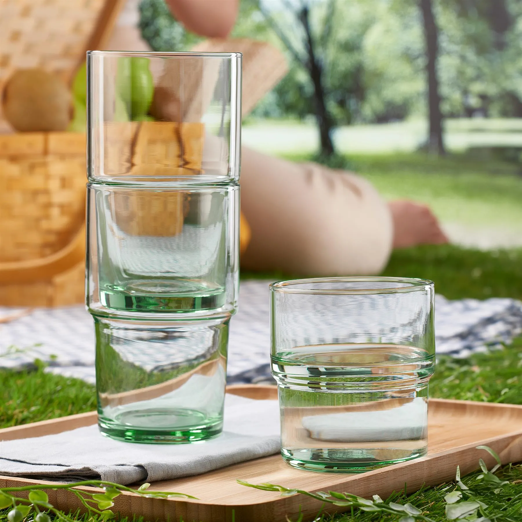 300ml Aware Hill Recycled Glass Stacking Tumblers - Green - Pack of Four - By Pasabahce