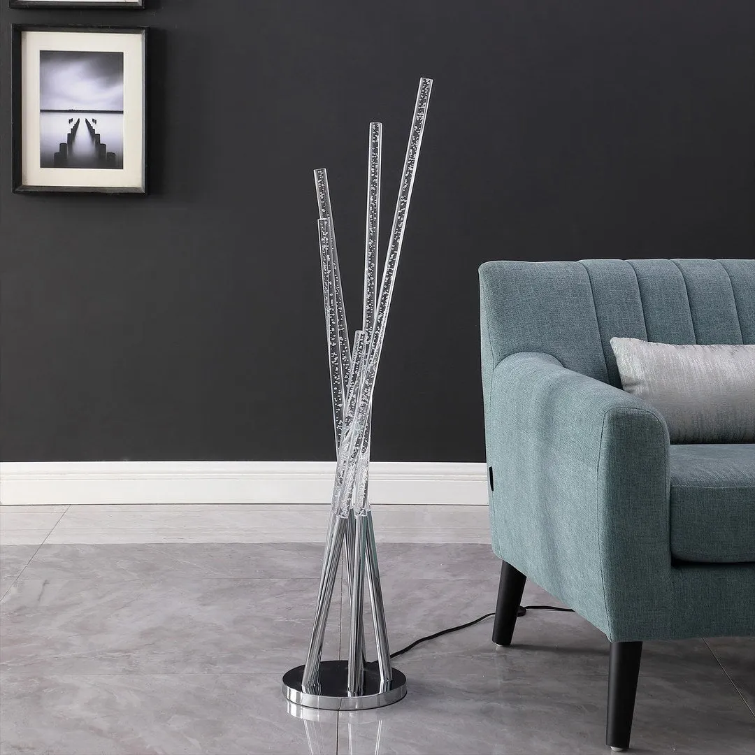 48.75" In Carina Modern 5 Acrylic Upright Legs Stix Led Silver Metal Floor Lamp