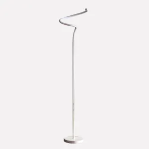 52.5-Inch LED Matte White Curvilinear S-Curve Spiral Tube Angled Floor Lamp