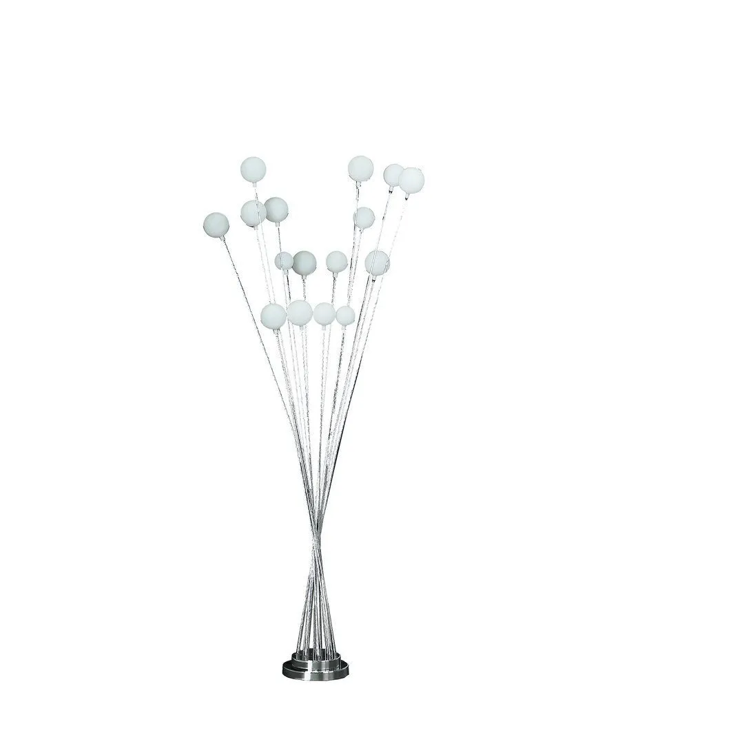 61.5" In 16-Light Acrylic Globe Aluminun Led Chrysanthe Silver Chrome Metal Floor Lamp