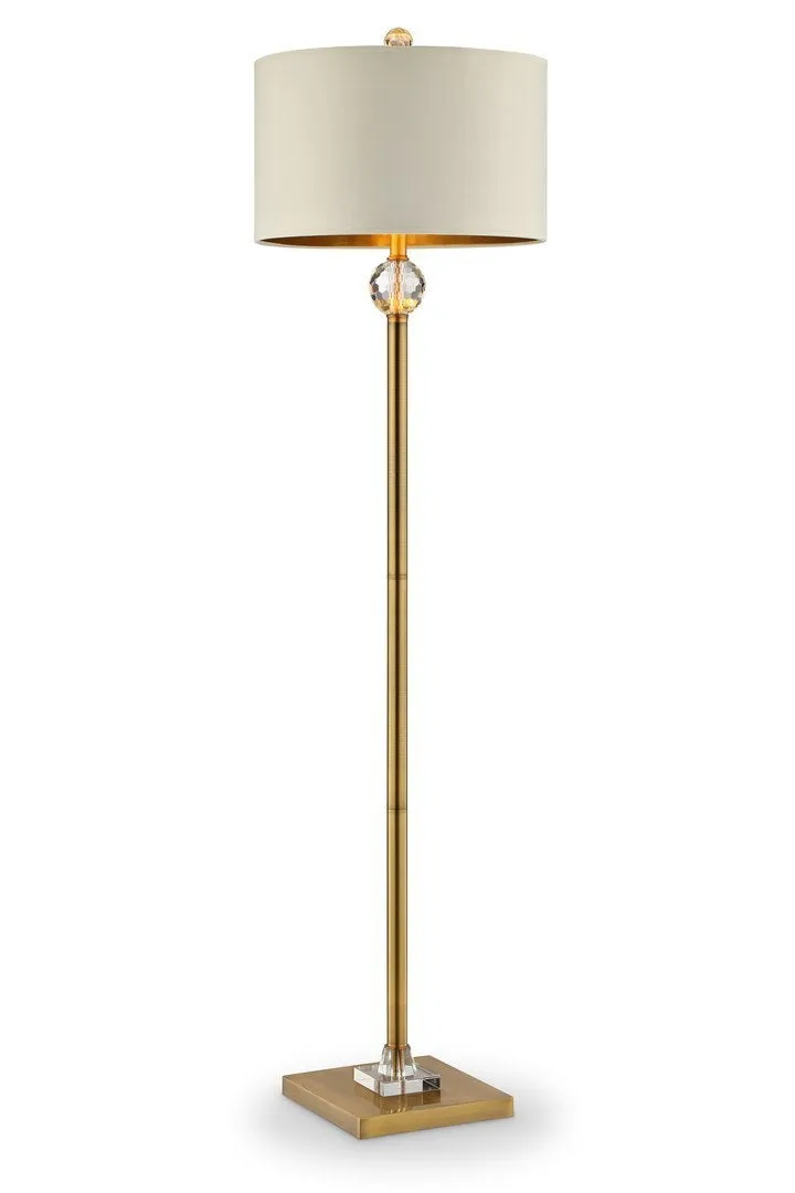 63.25-Inch Perspicio Solid Crystal Orb Gold Column Floor Lamp