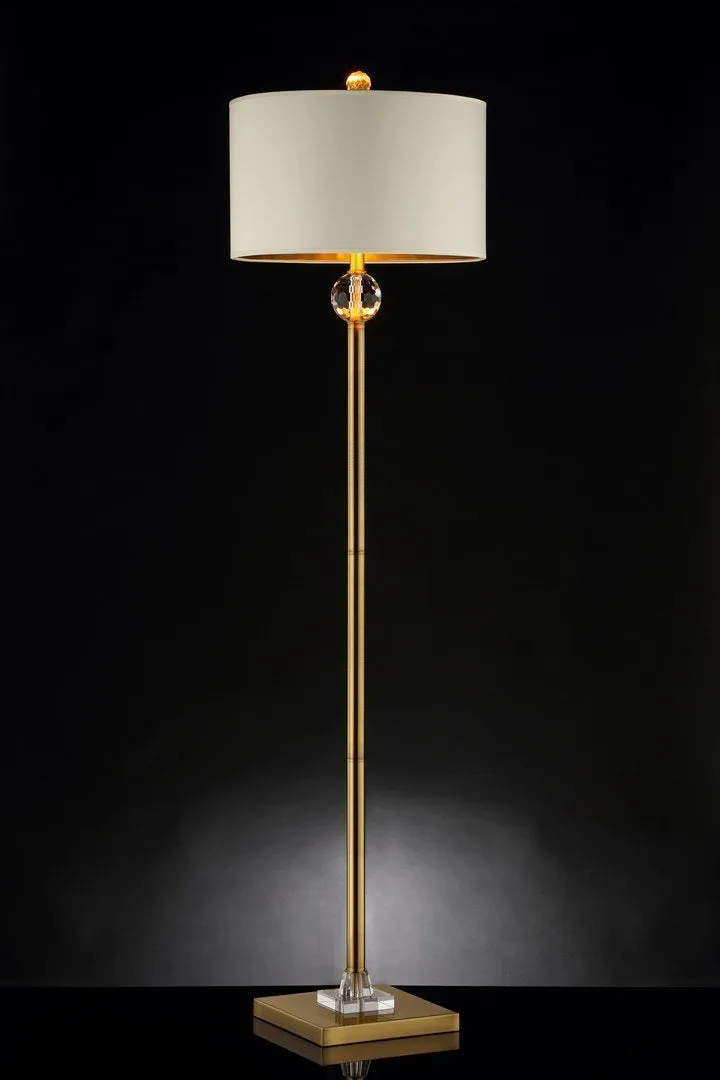 63.25-Inch Perspicio Solid Crystal Orb Gold Column Floor Lamp