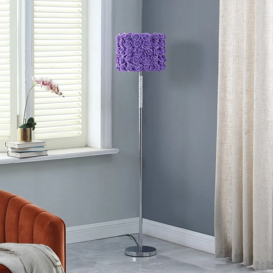 63"In Lavender Roses In Bloom Acrylic/Metal Floor Lamp