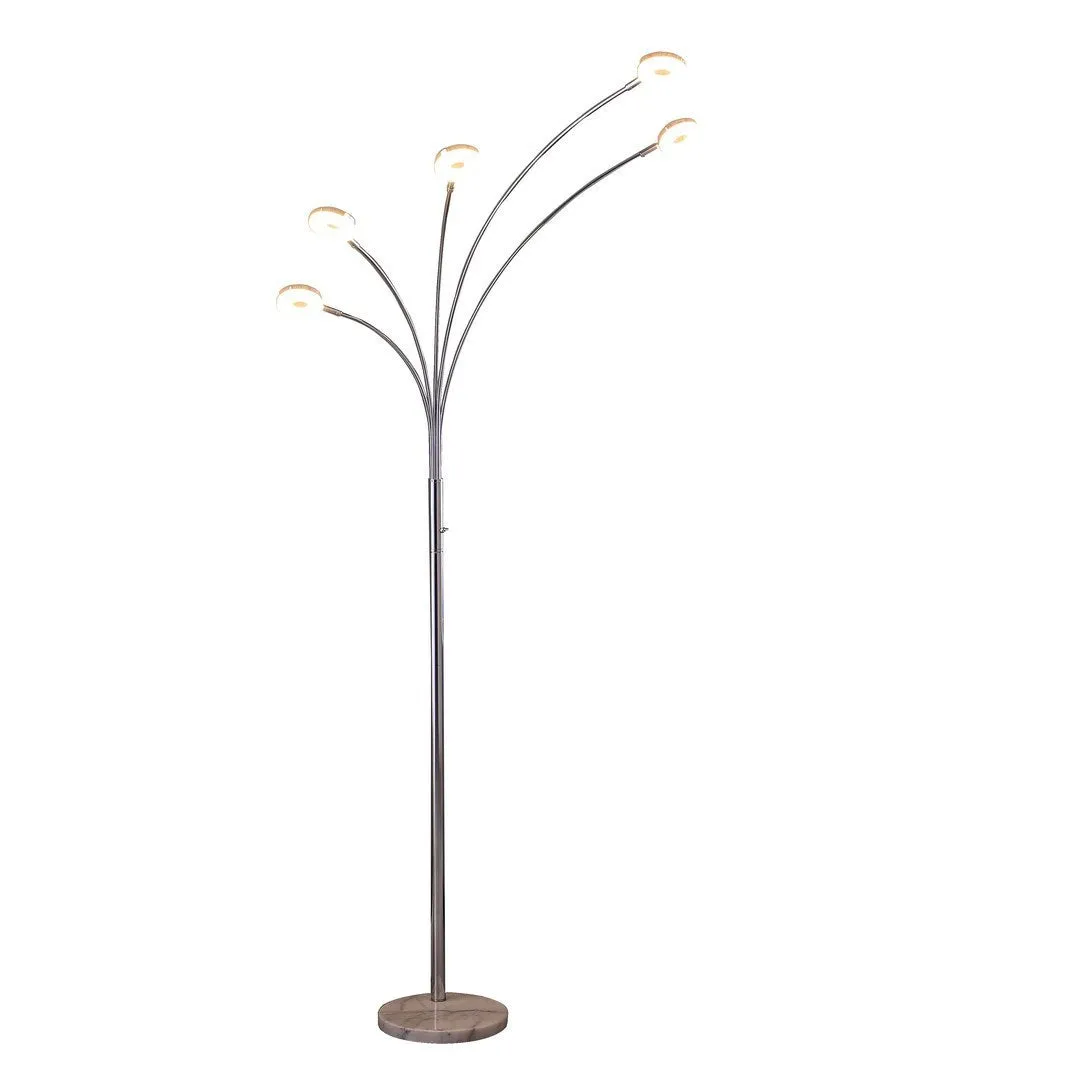 80" Avery 5 Arm Aluminum Chrome Led Semi Arc Floor Lamp