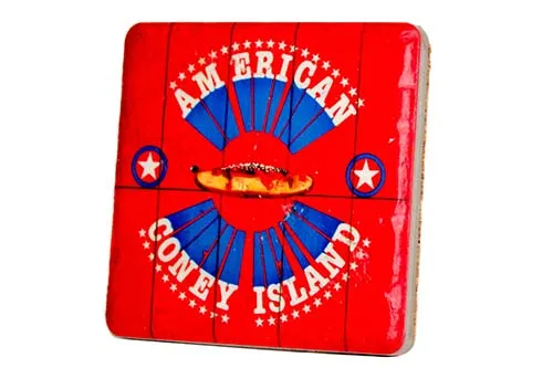 American Coney Island Porcelain Tile Coaster