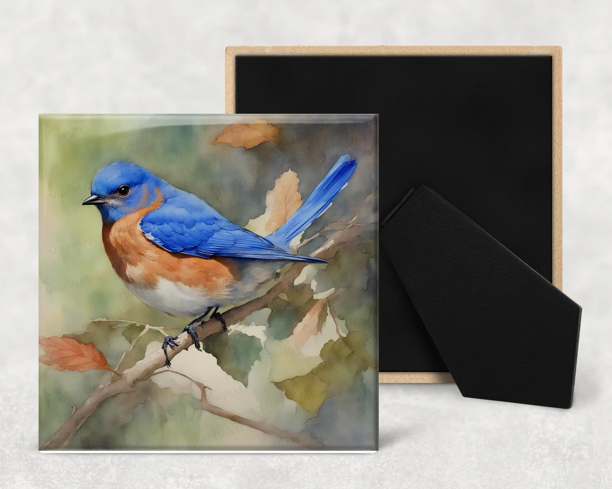 Art Tile, BI, Bluebird , 4"x4" or 6"x6", Ceramic, watercolor, easel back