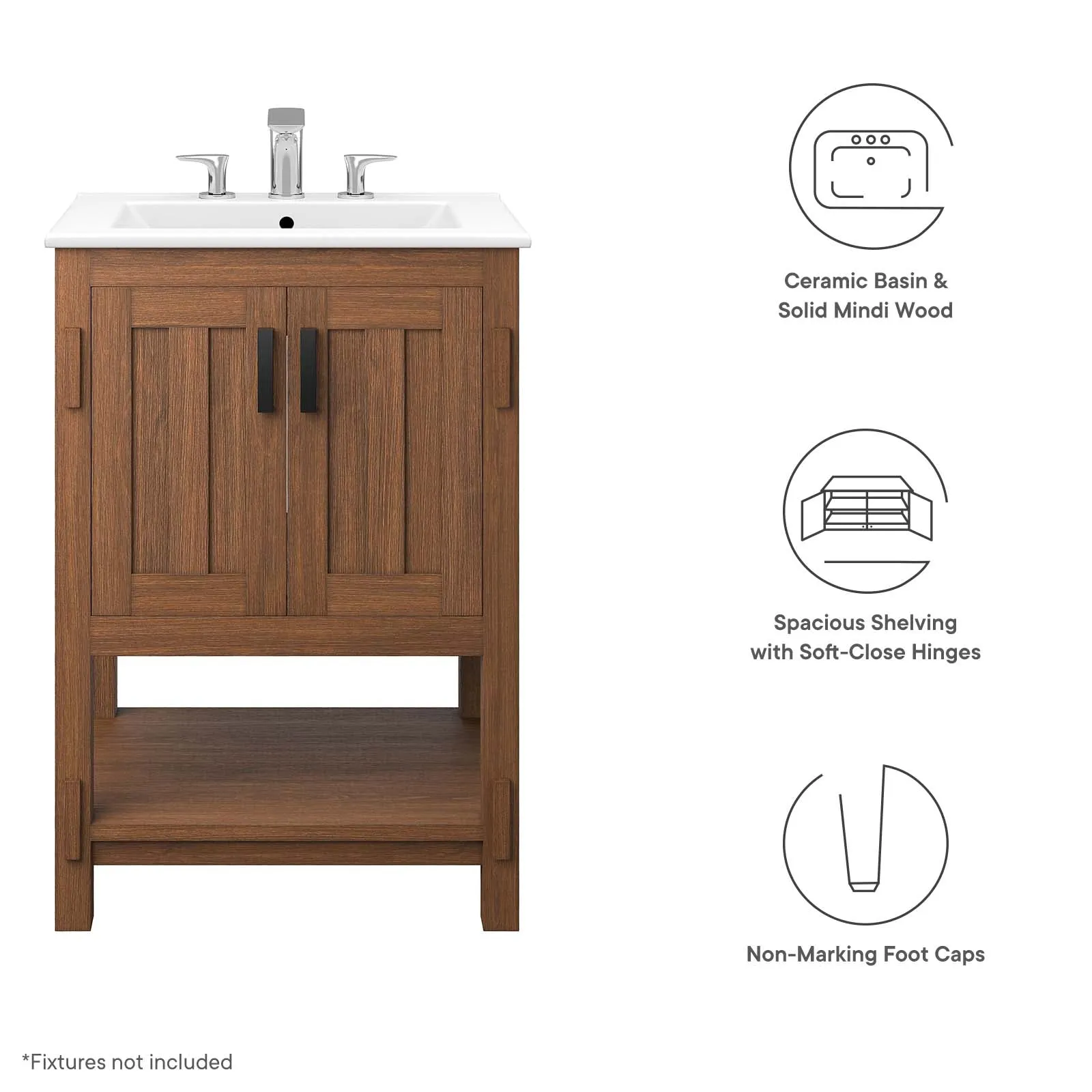 Ashlyn 24” Wood Bathroom Vanity by Modway