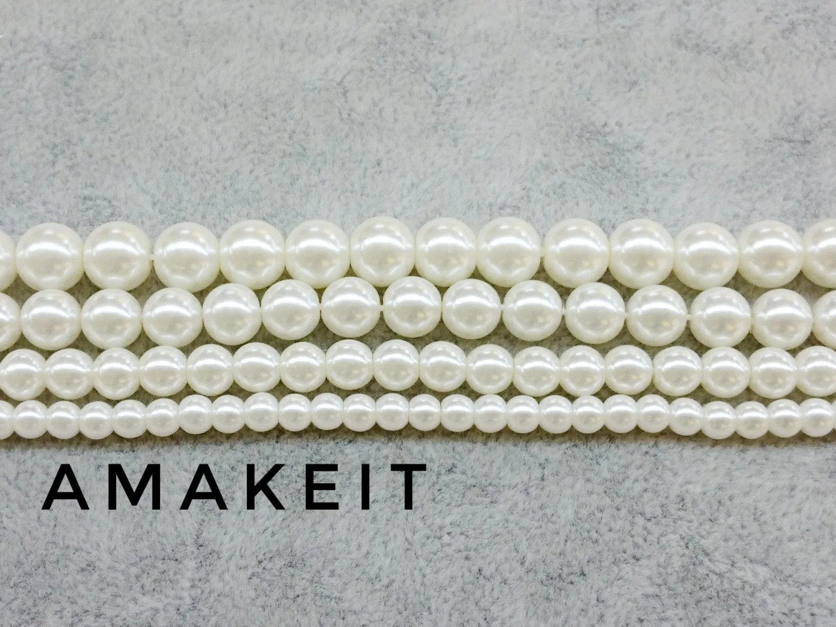 Bead, Glass pearl, Ivory color, from 3mm to 12mm | 玻璃珍珠, 3mm至12mm