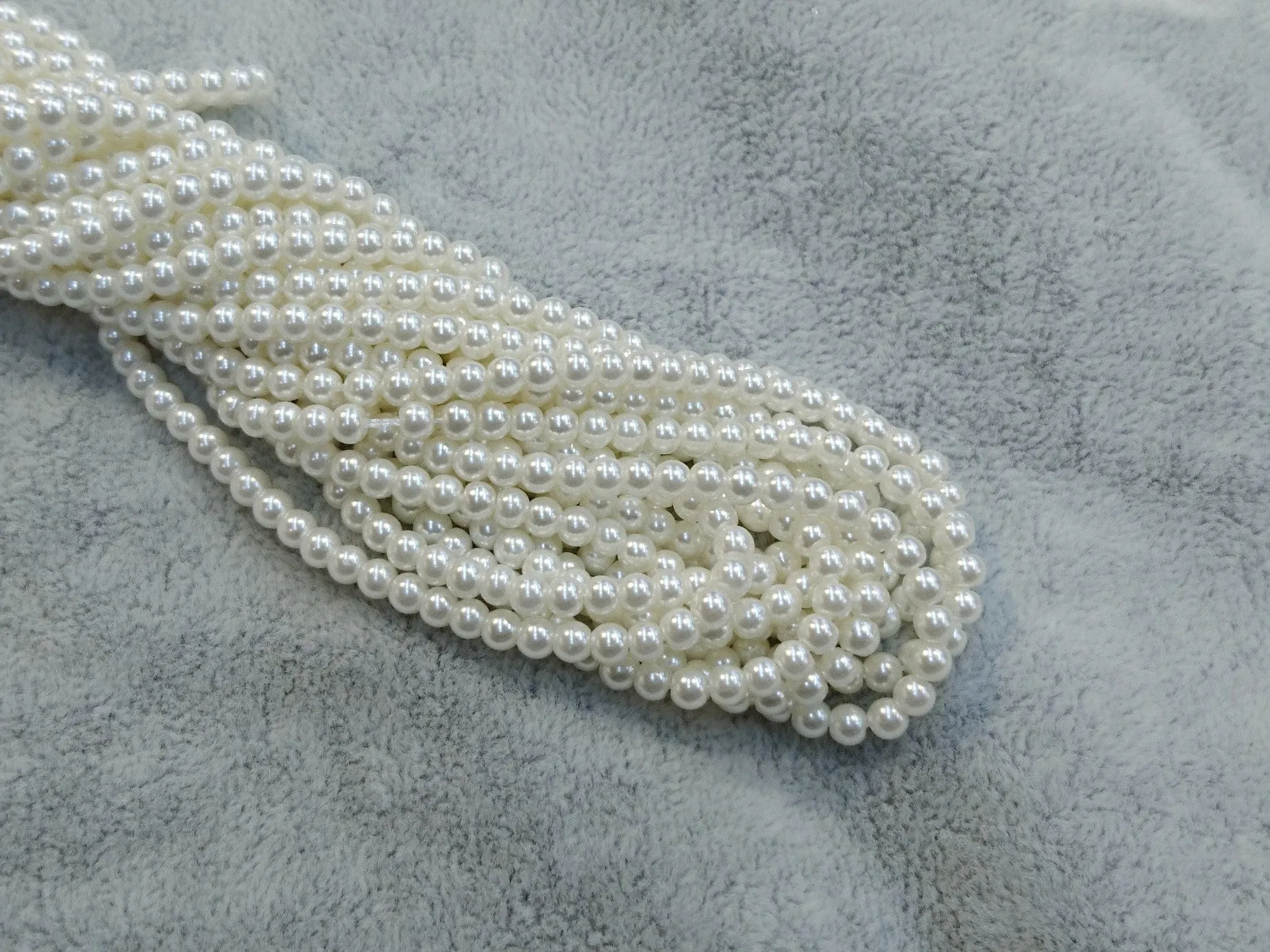 Bead, Glass pearl, Ivory color, from 3mm to 12mm | 玻璃珍珠, 3mm至12mm