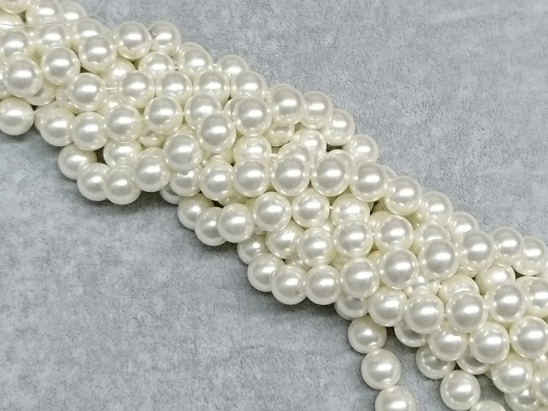 Bead, Glass pearl, Ivory color, from 3mm to 12mm | 玻璃珍珠, 3mm至12mm