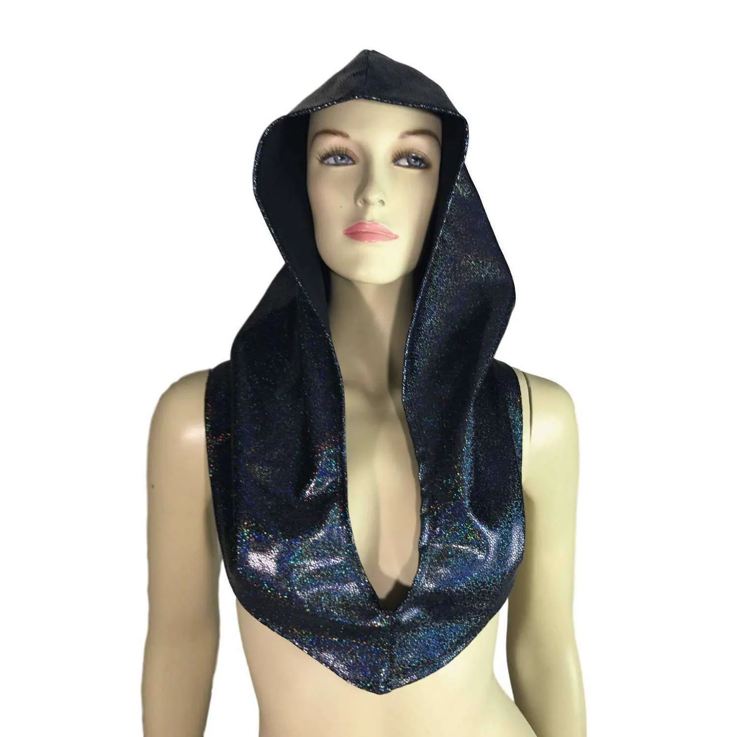 Black Holographic Rave Hood