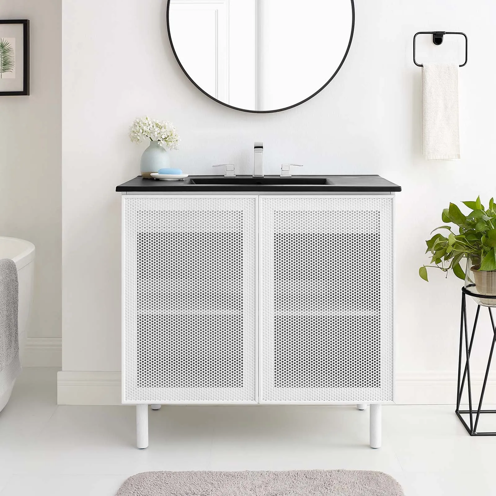 Calla 36" Perforated Metal Bathroom Vanity by Modway