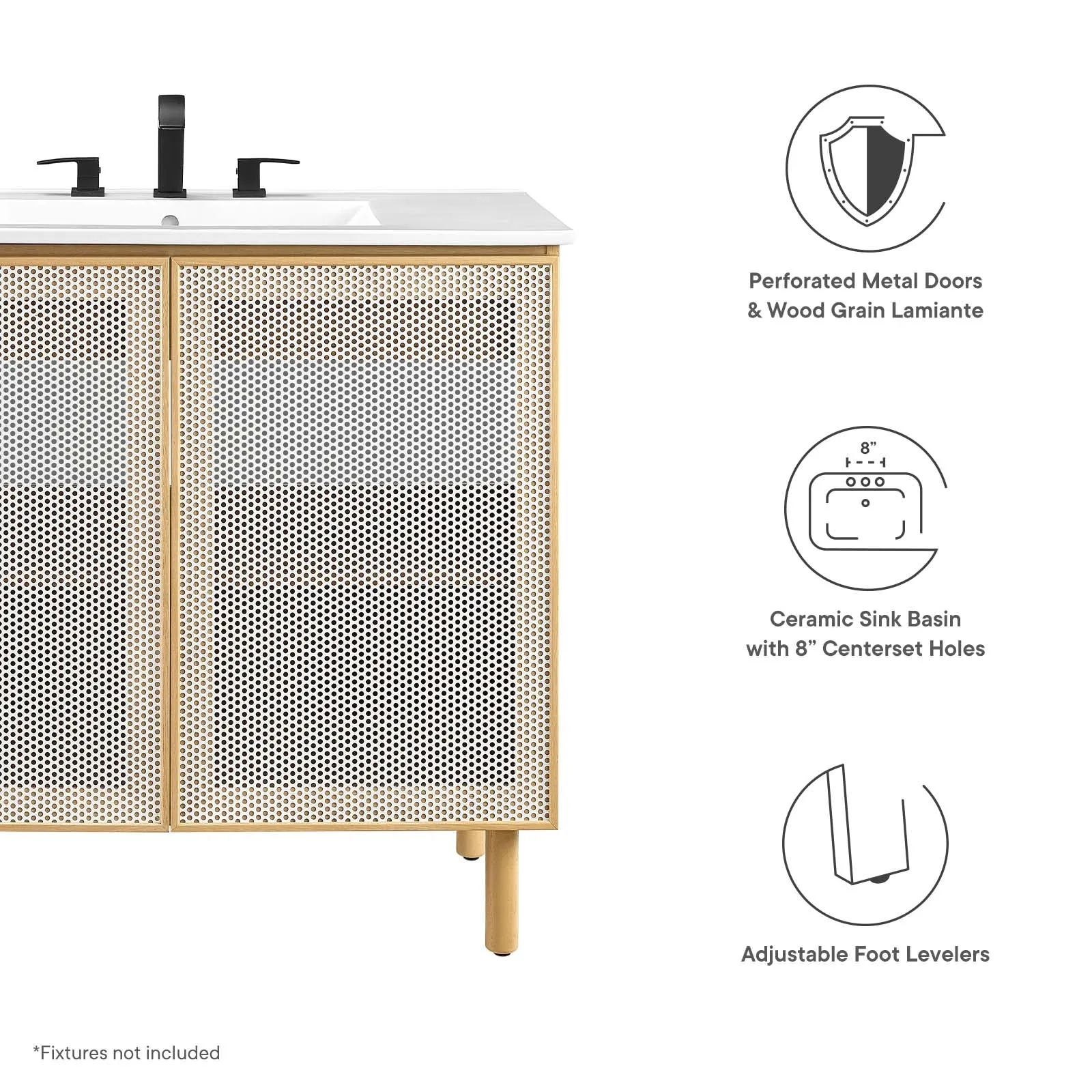 Calla 36" Perforated Metal Bathroom Vanity by Modway