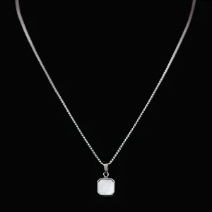 Carito Stainless Steel Box Chain Necklace with Square Stone Pendant