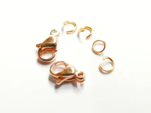 Clasp Set, 6x9mm, Stainless Steel, Rose Gold, 2 Sets | 鏈扣套裝, 6x9mm, 不鏽鋼, 玫瑰金色