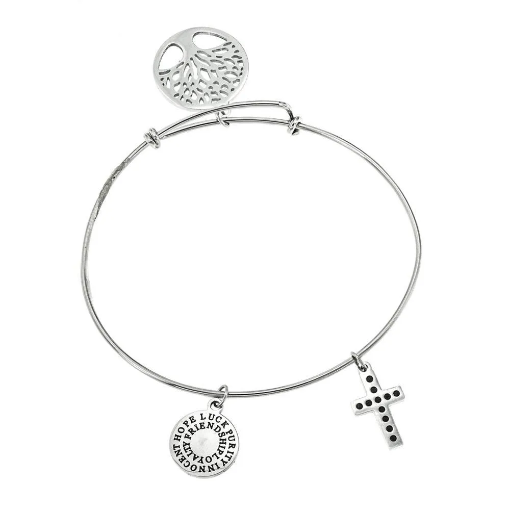 Cross and Tree of Life Charmed Bangle