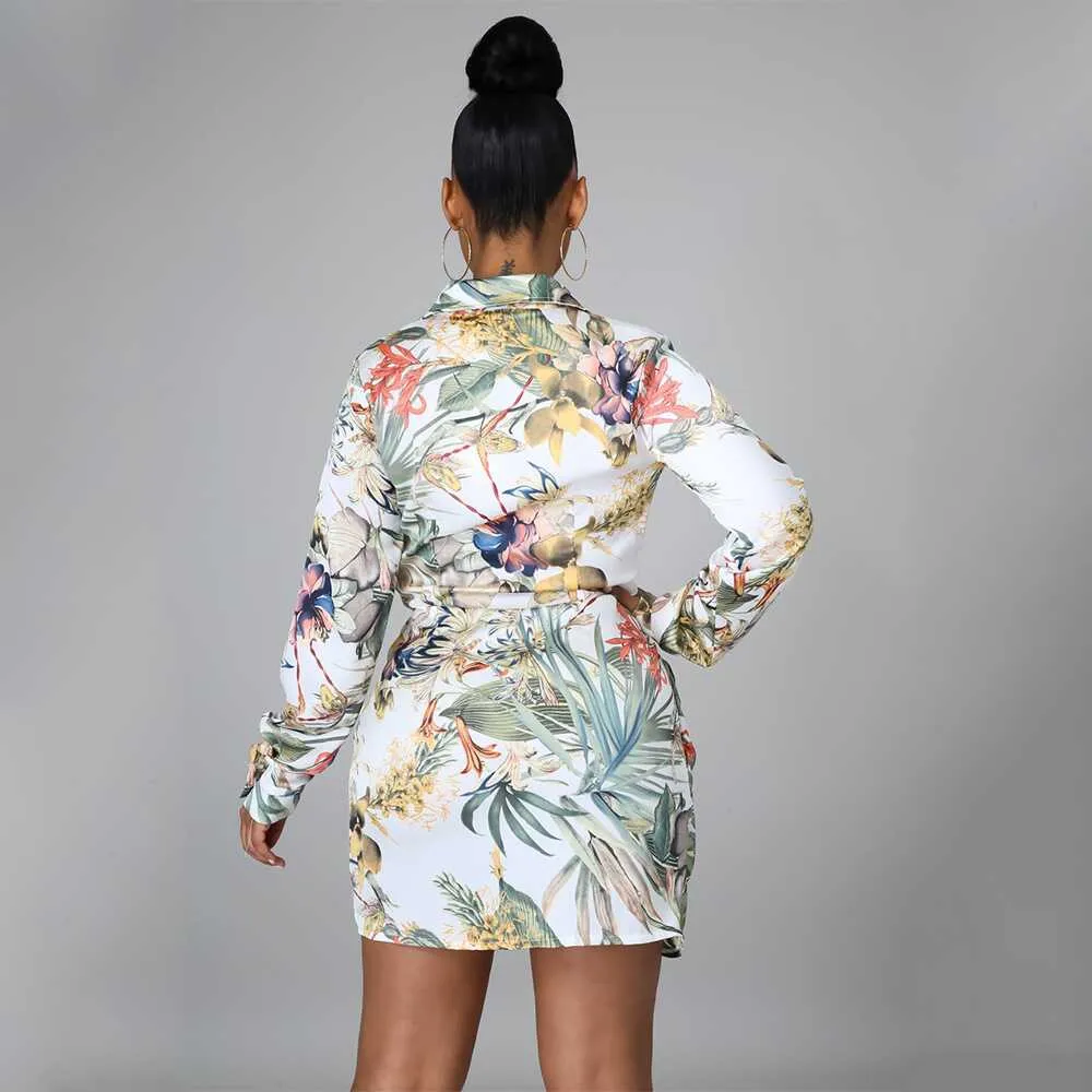 Digital Print Long Sleeve Dress