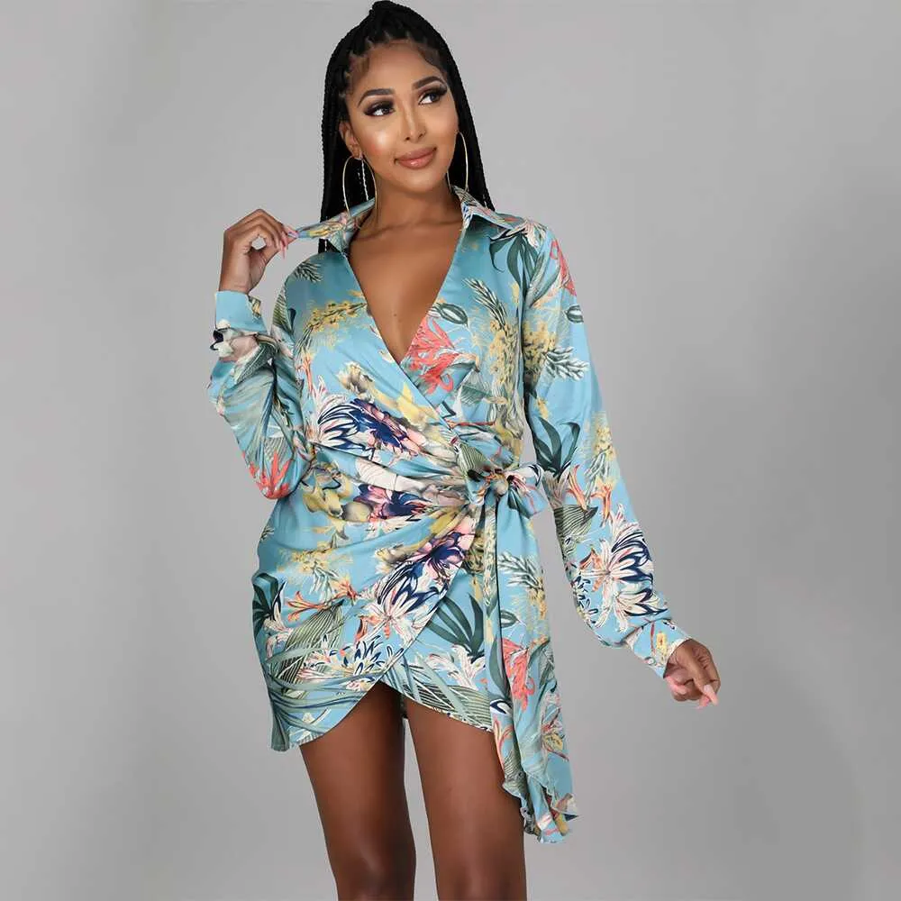 Digital Print Long Sleeve Dress