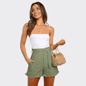 High Waist Belt Waistband Shorts