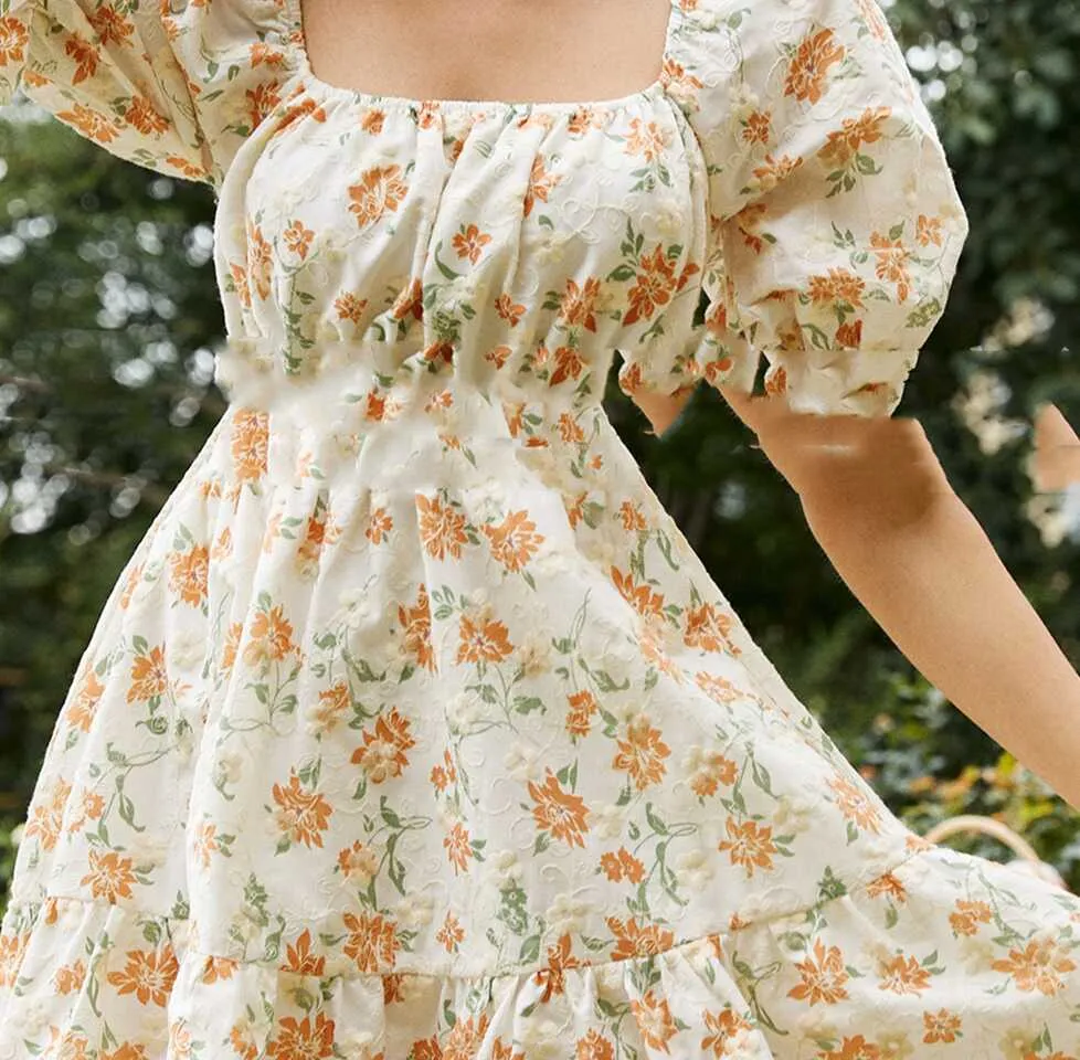 High Waist Flower Dress