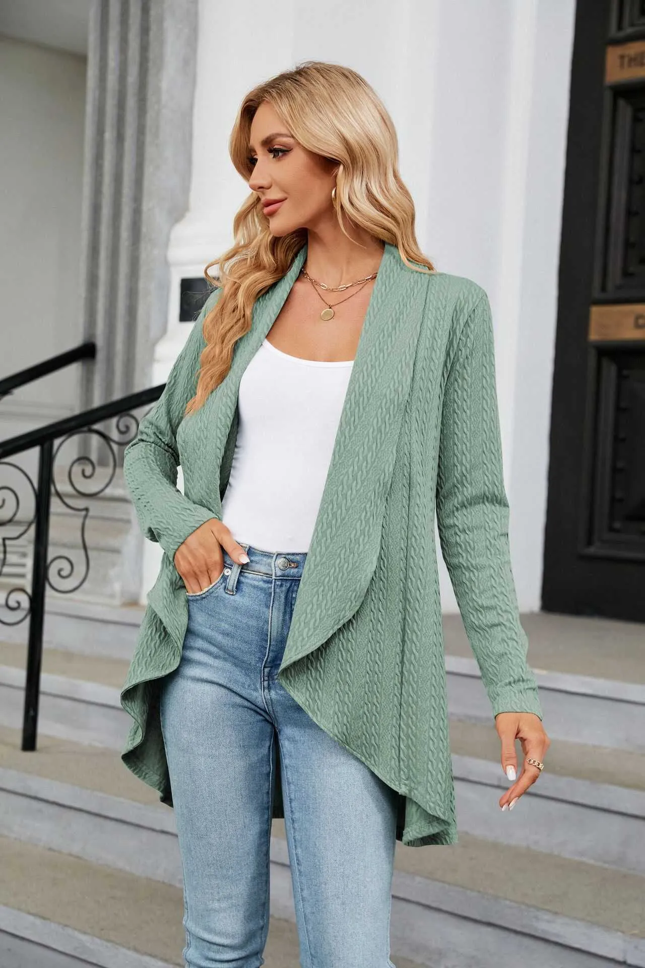 Lightweight Open Front Cardigan