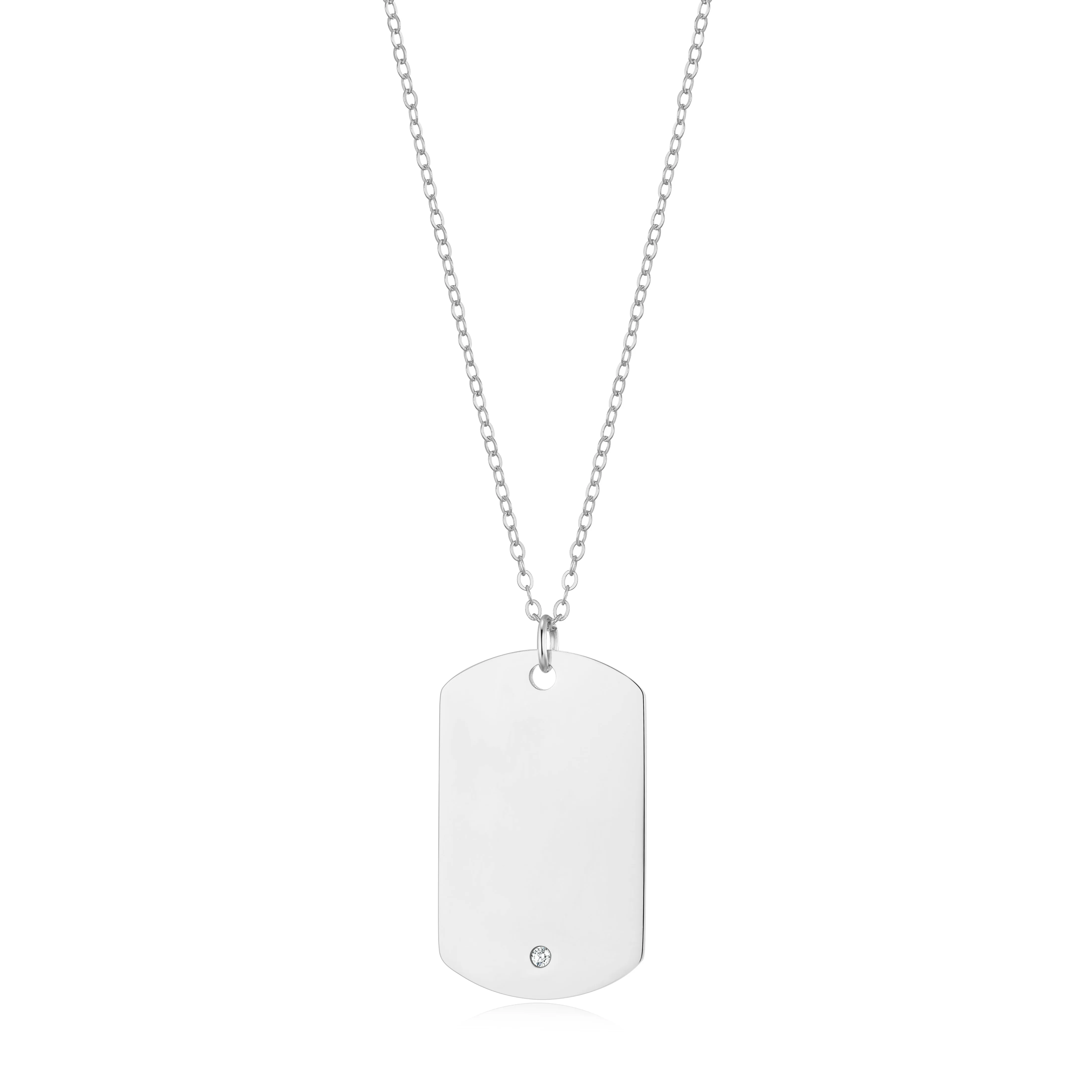 Men's Stainless Steel Dog Tag Necklace Created with Zircondia® Crystals