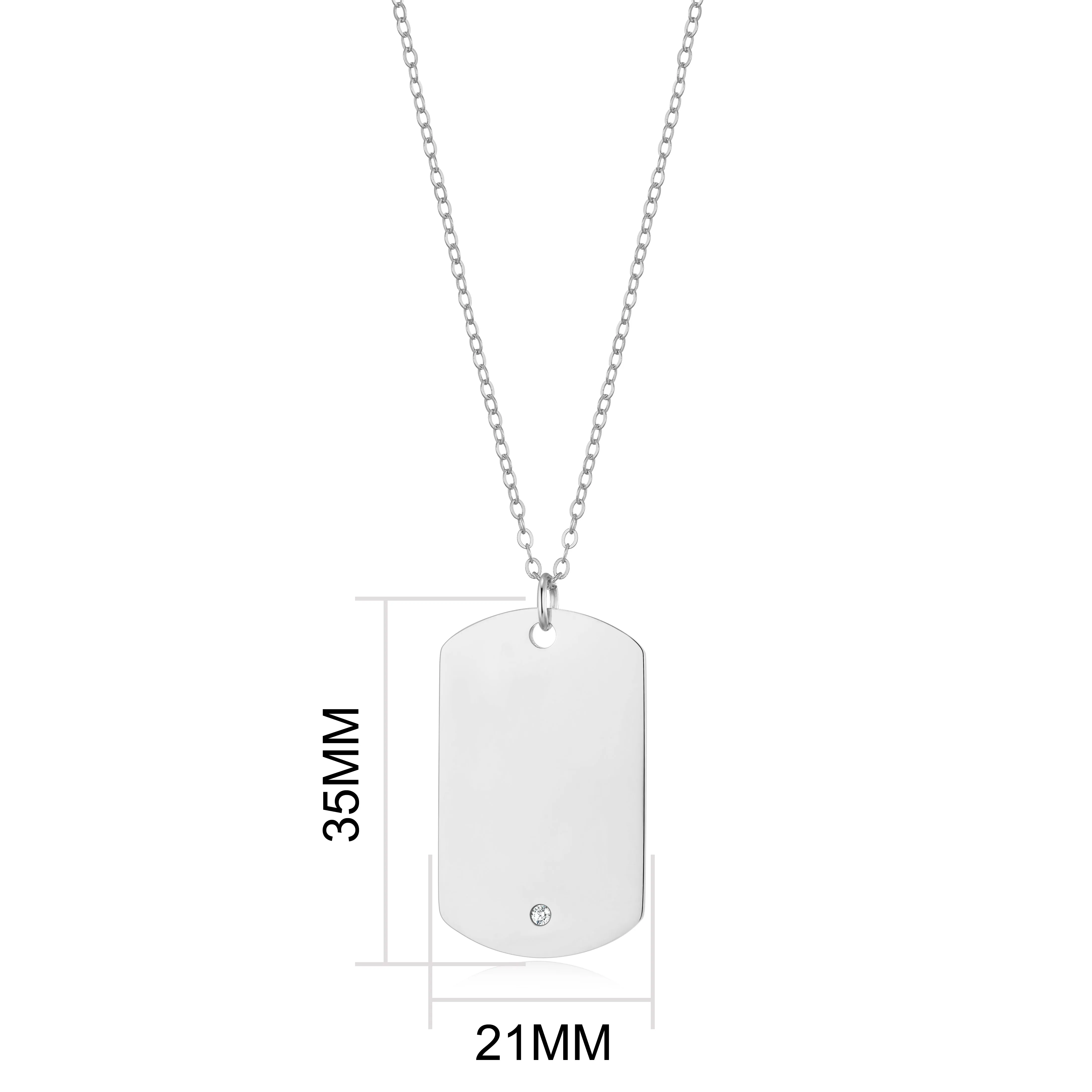 Men's Stainless Steel Dog Tag Necklace Created with Zircondia® Crystals