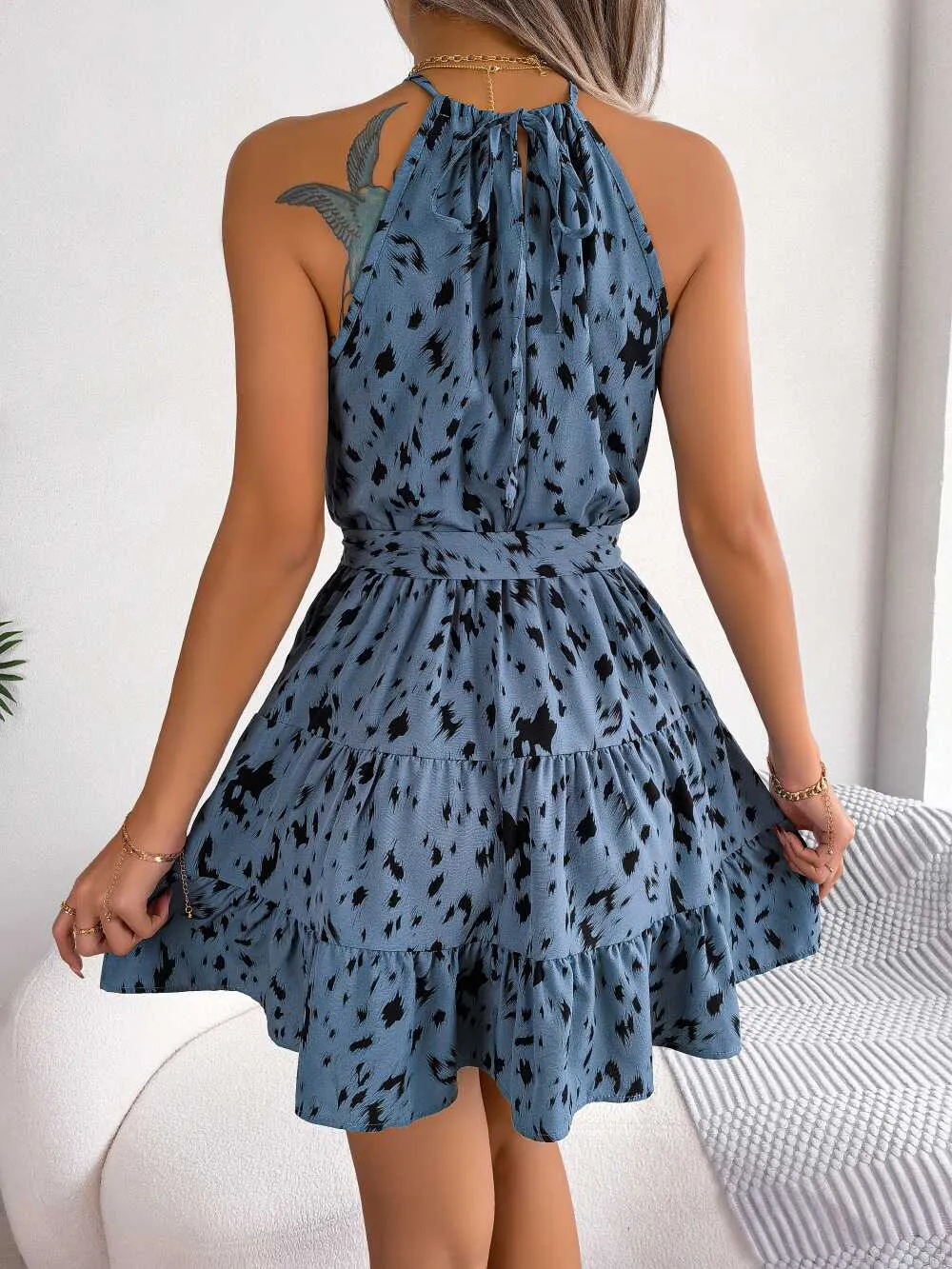 Print Ruffled Swing Dress