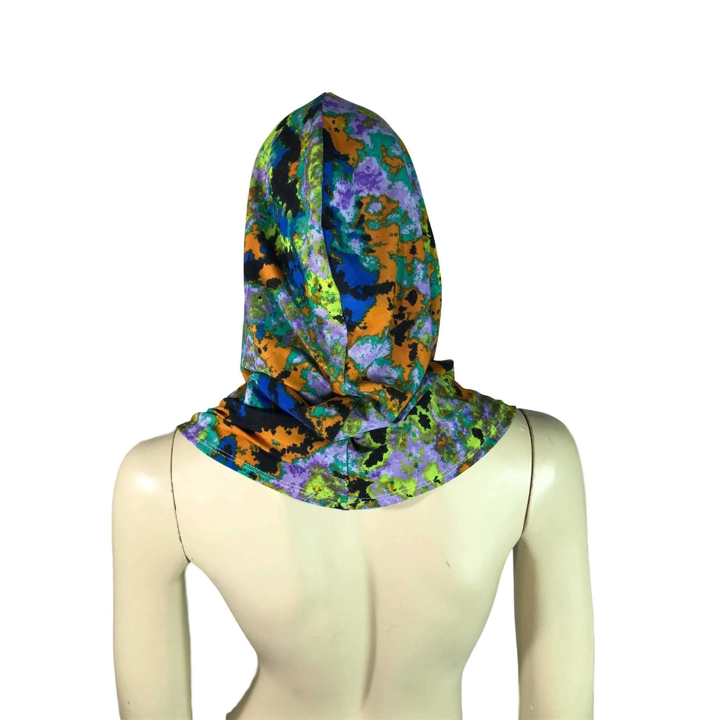 Reversible Splatter Print & Lilac Purple Mystique Metallic Rave Hood