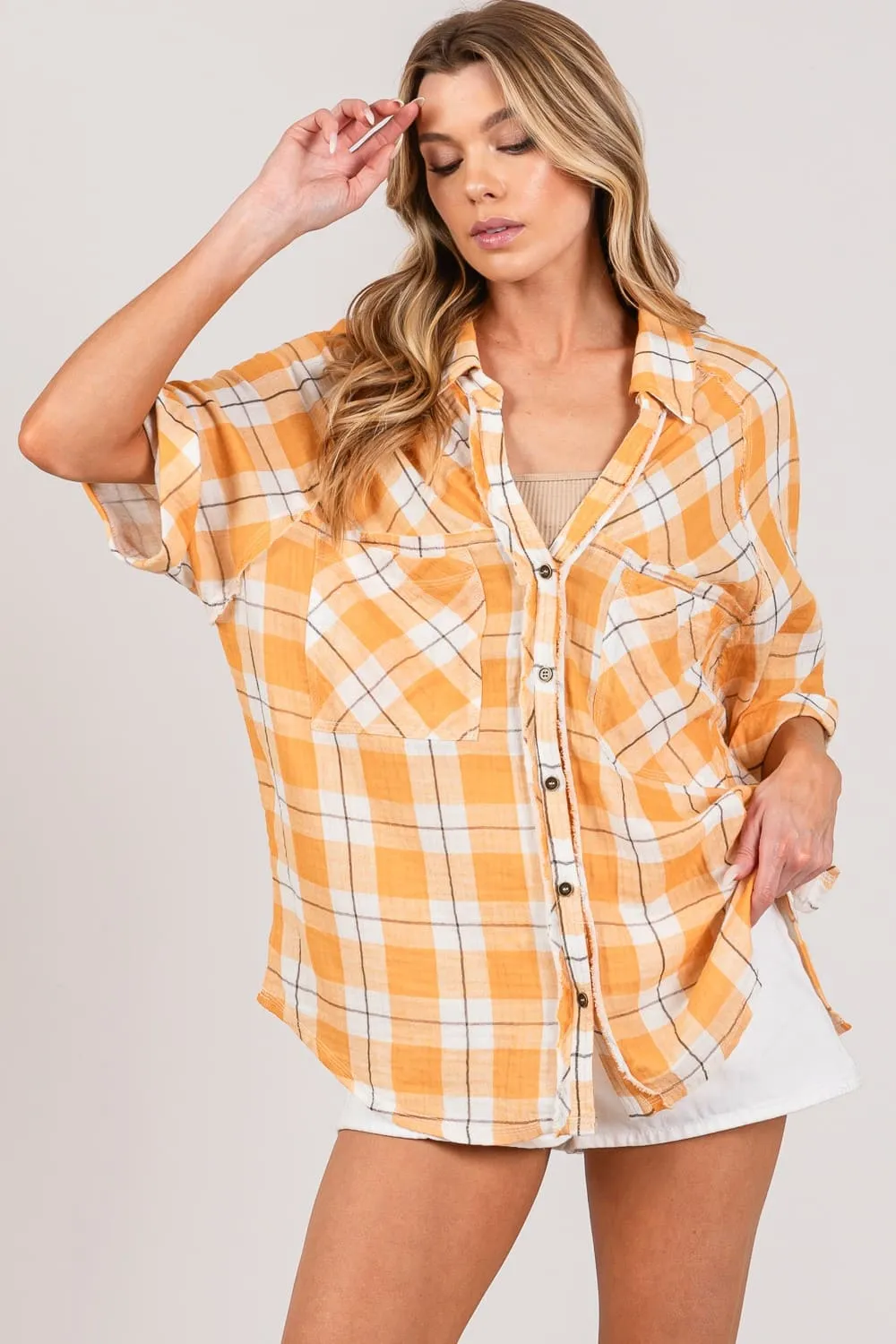 Sally Plaid Slit Shirt