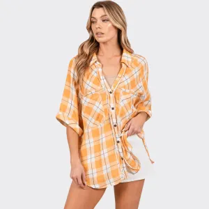 Sally Plaid Slit Shirt