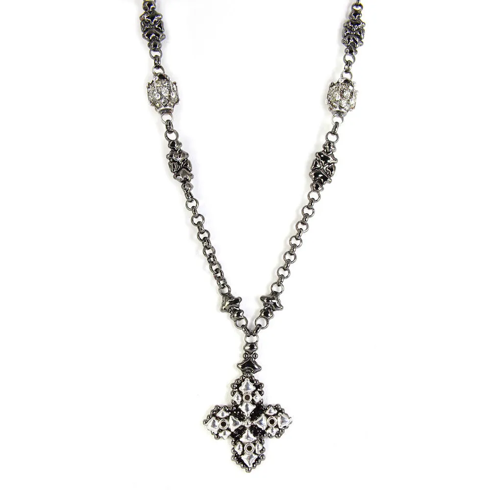 SG Liquid Metal CH4-BLK-AS Black Chrome & Antique Silver Necklace by Sergio Gutierrez