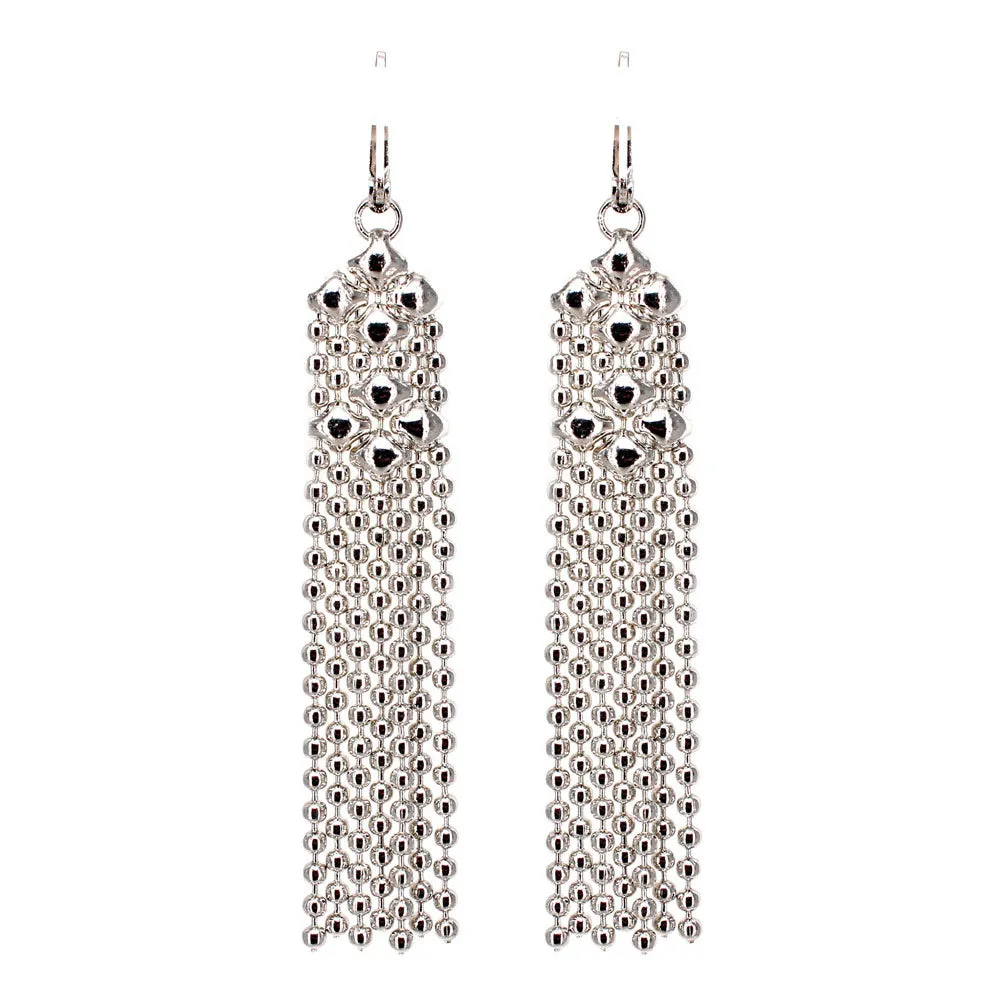 SG Liquid Metal E31-N Chrome Finish Earrings made of Tiny delicate ball chain by Sergio Gutierrez