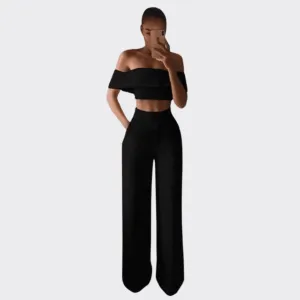 Strapless and Wide Leg Pants Set