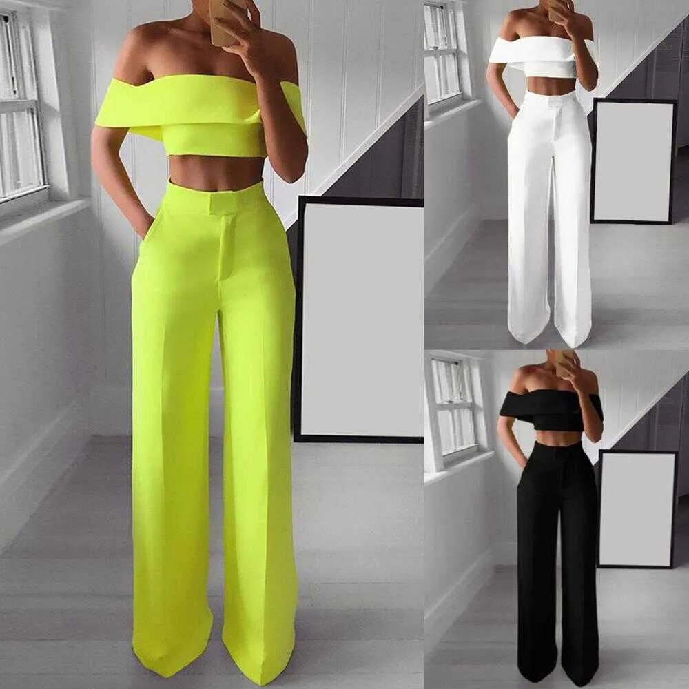 Strapless and Wide Leg Pants Set