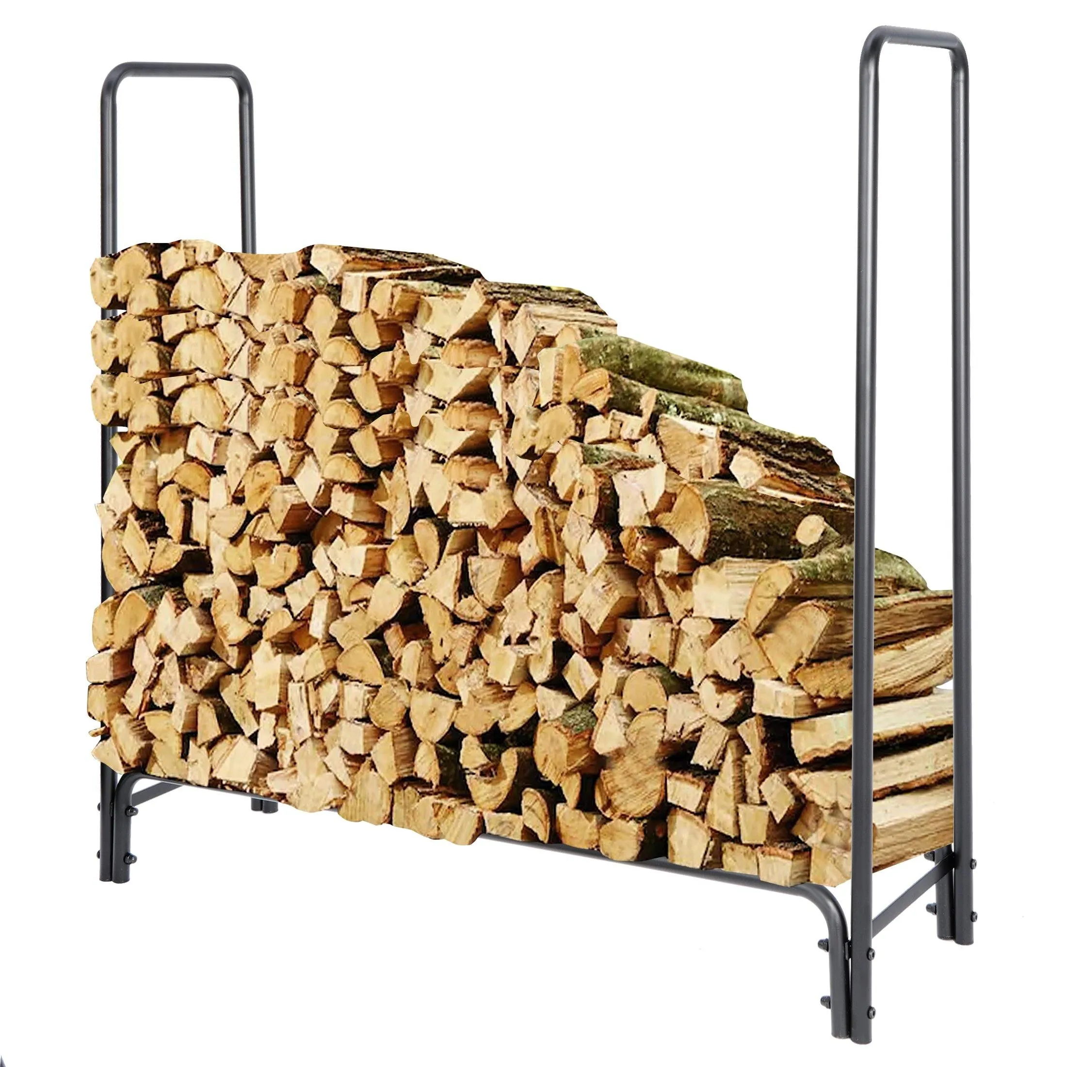 ZENY™ Firewood Rack Stand 4ft Fireplace Log Holder Wood Storage for Indoor Outdoor Fire Pit Stove